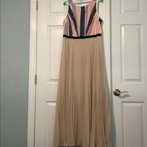 Mauve Long Pleated Chiffon Skirt Dress